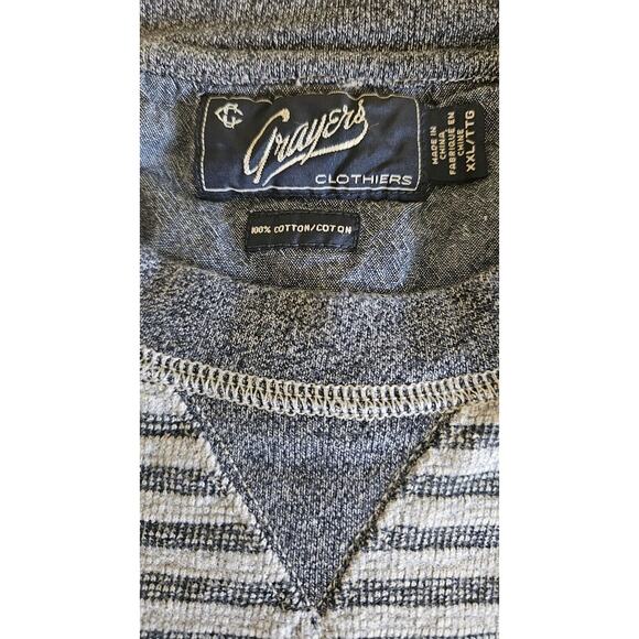 Grayers Clothier XXL Mens Blue Grey Stripped Pullover Crew Neck Long Sleeve - Picture 5 of 6